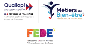Logos Qualiopi, FEDE et Fédération française des métiers du bien-être